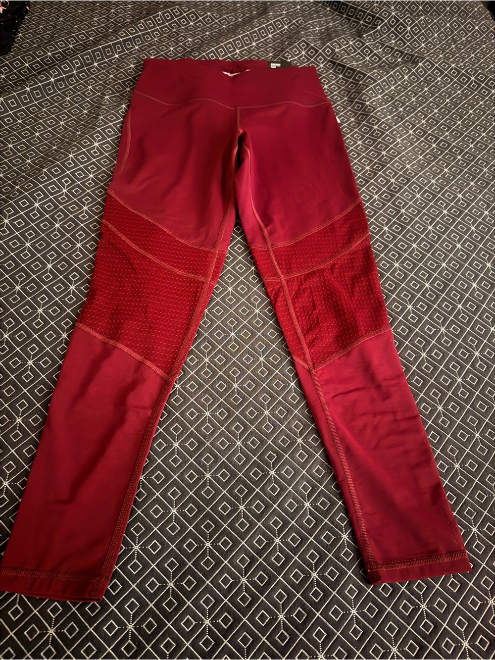 Victoria's Secret Burgundy Mesh-Panel Leggings